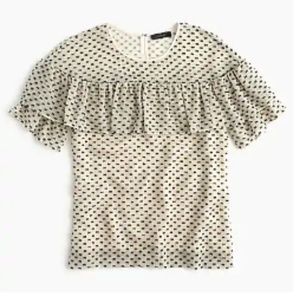 J Crew Black and White Ruffle Top // Size 6
